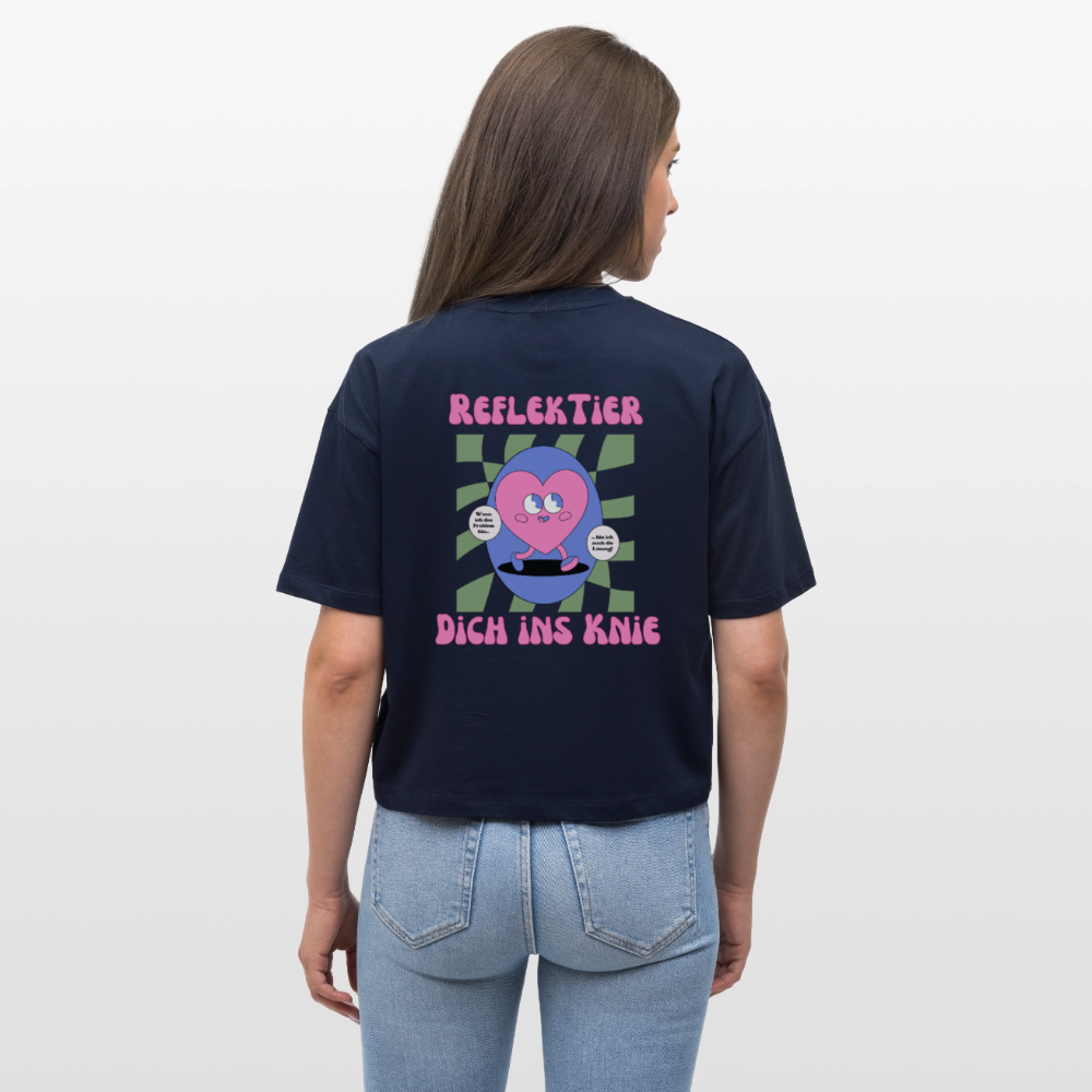 Reflektier dich ins Knie 2.0 - Frauen Boxy Bio-T-Shirt - Navy