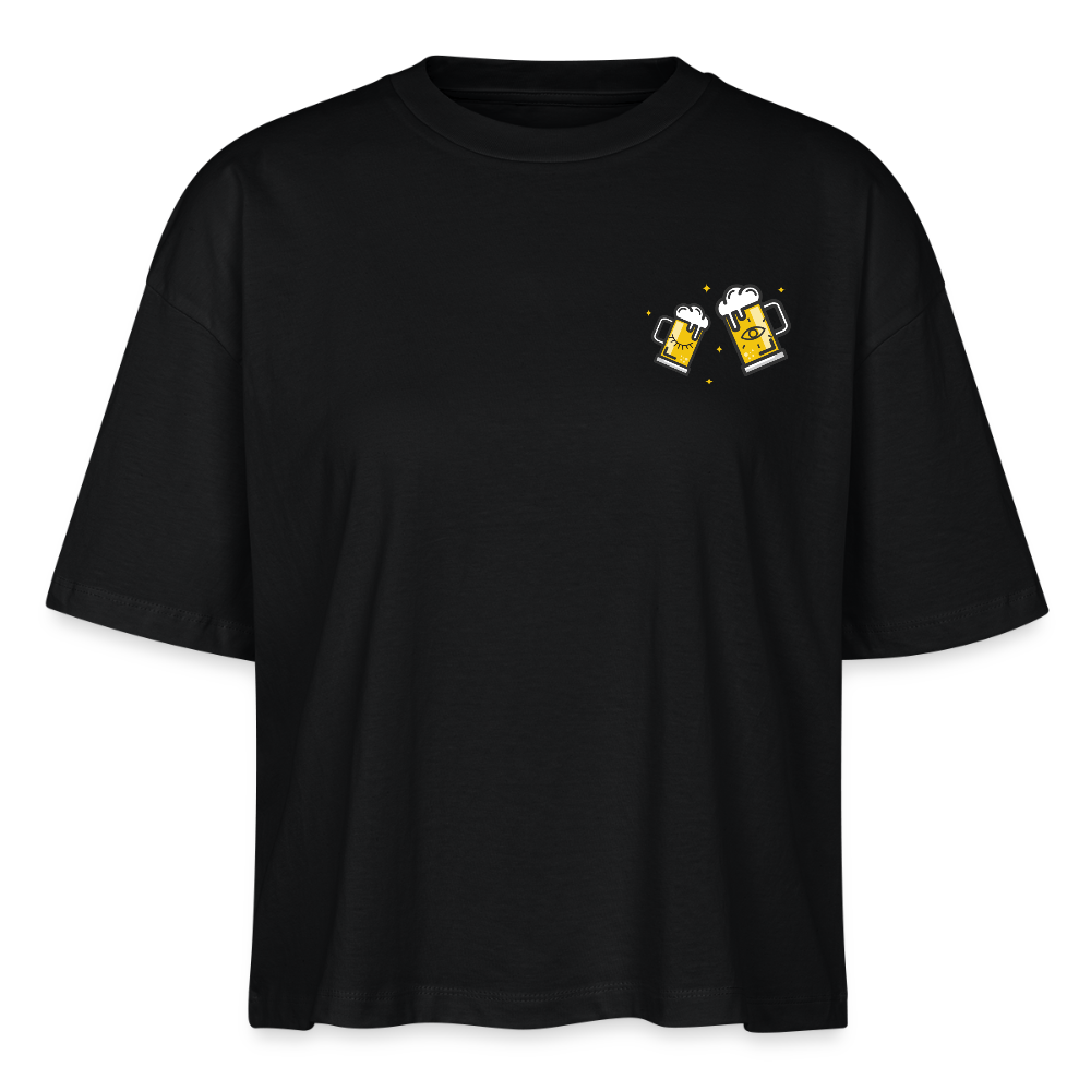 Achtsam as Fuck - Frauen Boxy Bio-T-Shirt / white - Schwarz