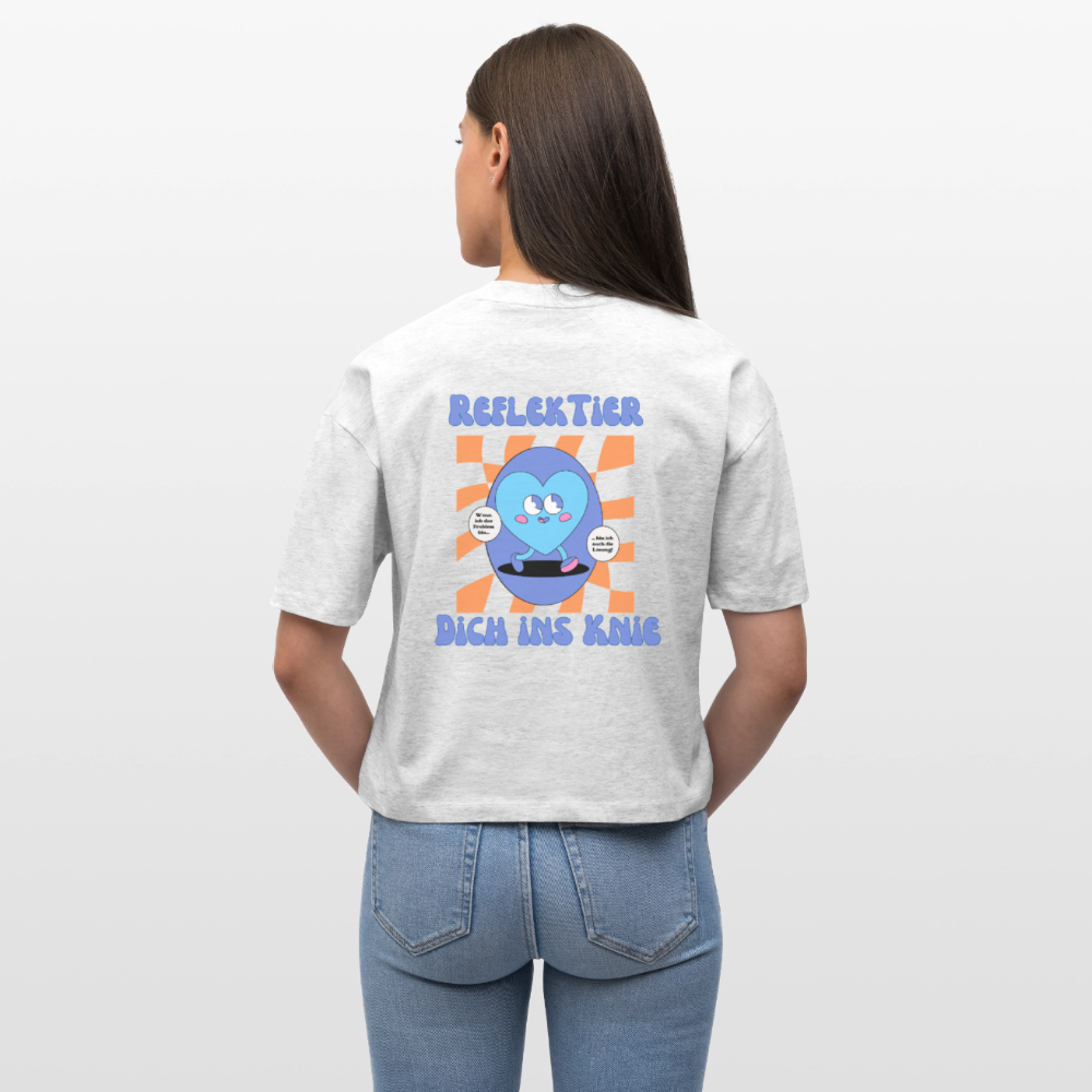 Reflektier dich ins Knie 2.0 - Frauen Boxy Bio-T-Shirt - Weiß meliert