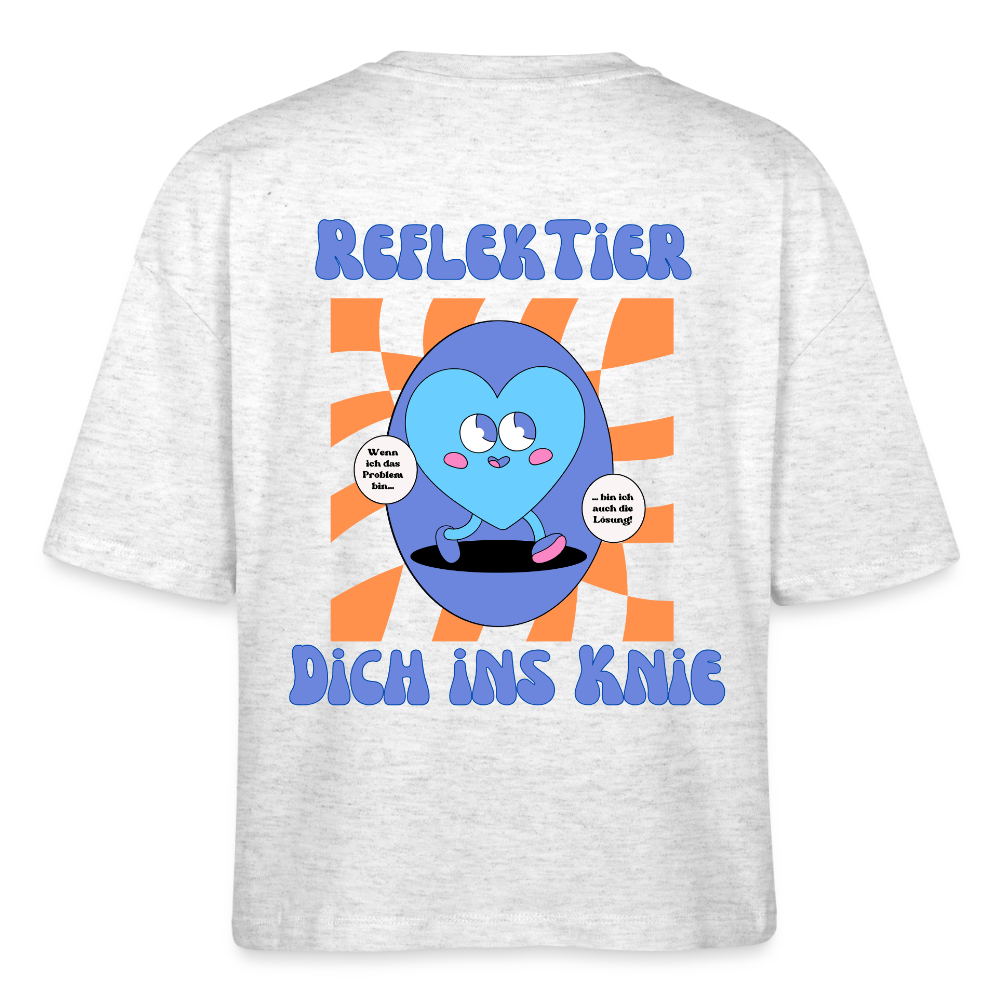 Reflektier dich ins Knie 2.0 - Frauen Boxy Bio-T-Shirt - Weiß meliert