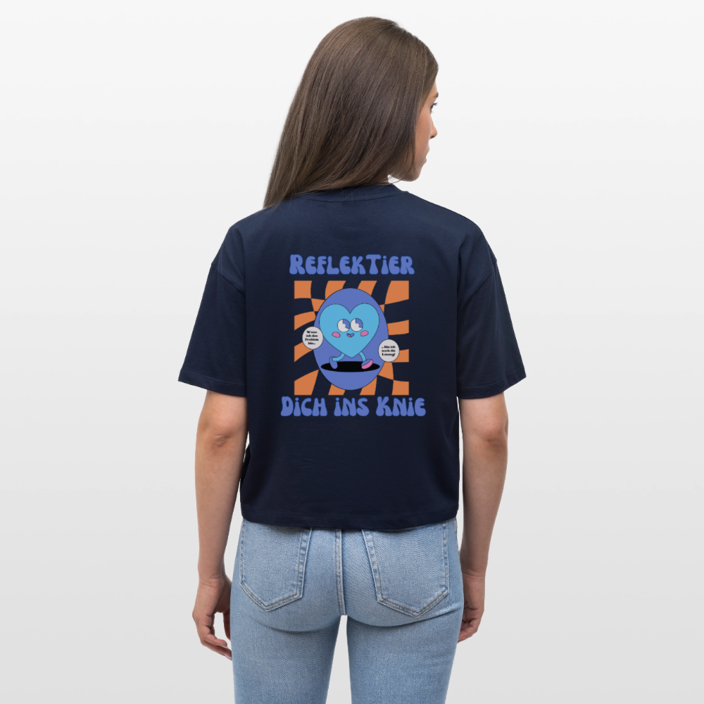 Reflektier dich ins Knie 2.0 - Frauen Boxy Bio-T-Shirt - Navy