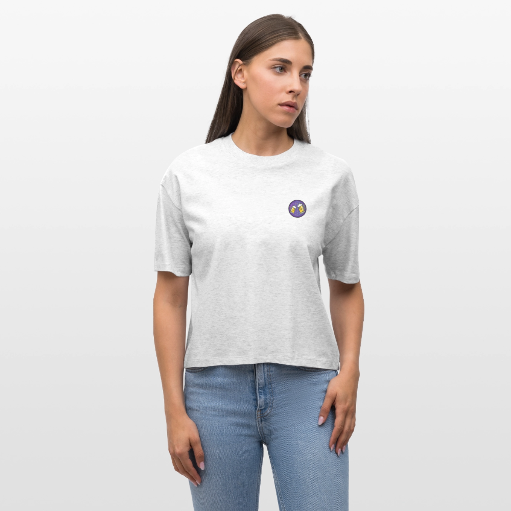 People Pleaser Party Crew 2.0 - Frauen Boxy Bio-T-Shirt - Weiß meliert