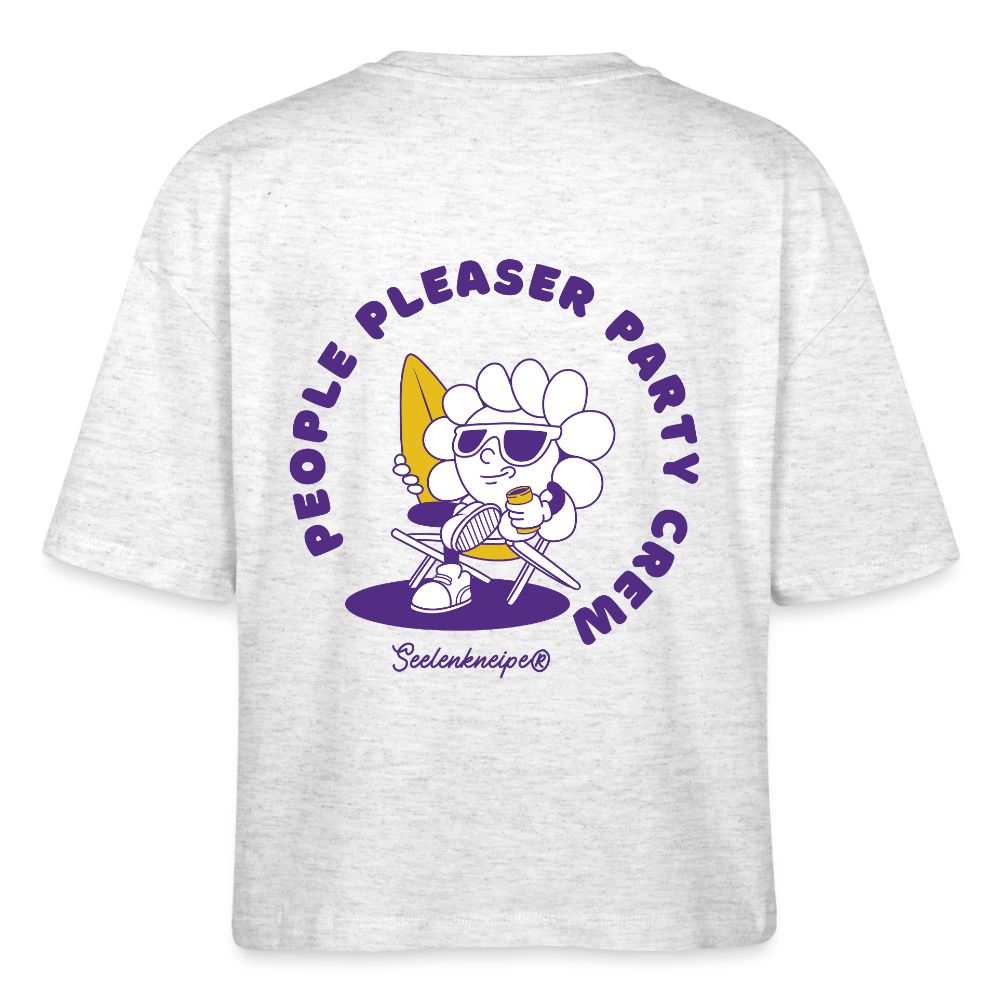 People Pleaser Party Crew 2.0 - Frauen Boxy Bio-T-Shirt - Weiß meliert
