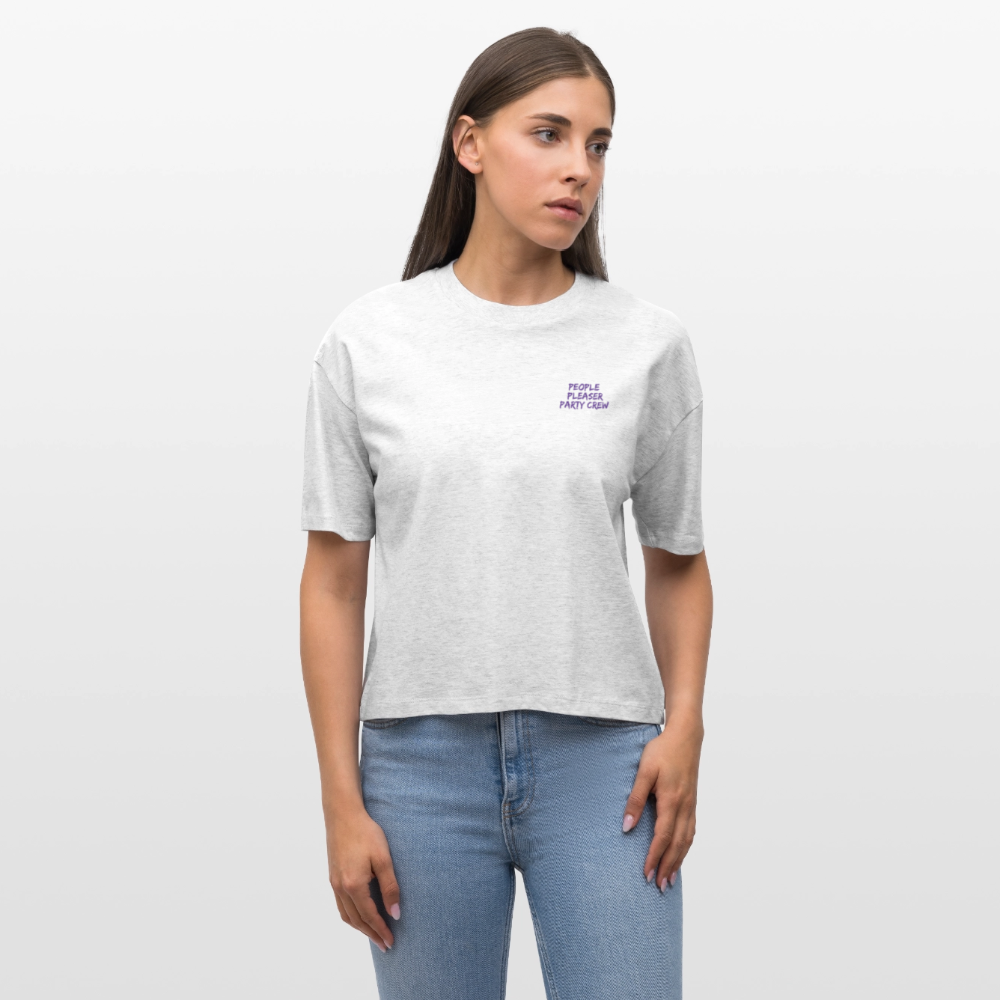People Pleaser Party Crew - Frauen Boxy Bio-T-Shirt - Weiß meliert
