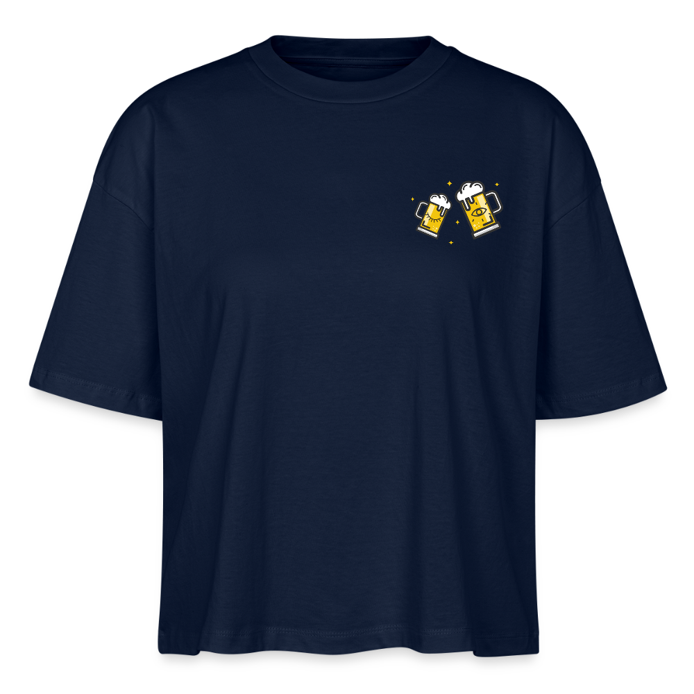 Achtsam as Fuck - Frauen Boxy Bio-T-Shirt / white - Navy