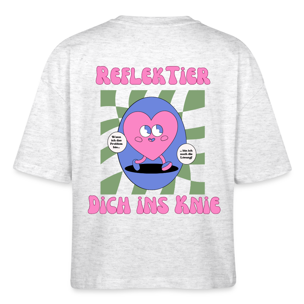Reflektier dich ins Knie 2.0 - Frauen Boxy Bio-T-Shirt - Weiß meliert